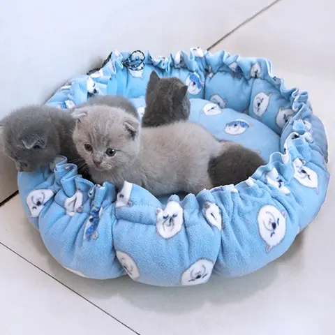 Newborn Indoor Warming Breathable Round Super Soft Cute Plush Puppy Baby Pet Dog Cat Mat Beds