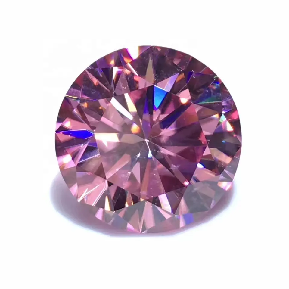 Stargem-diamante redondo brillante de 8mm, moissanita, color rosa, Gema suelta