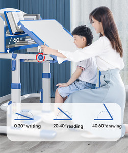 Yüksekliği ayarlanabilir masa ve sandalye modern yazı ev çizim ergonomik çocuk çalışma masa seti depolama çekmecesi - Product Image 2