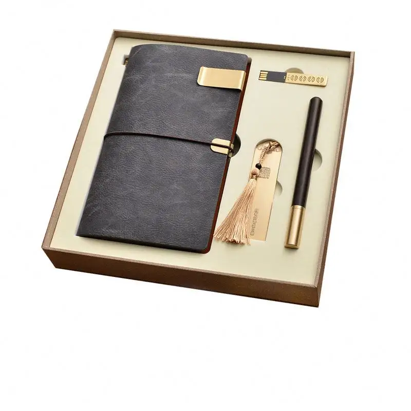 PU leather UK retro met premium paperwriting notebook als gift set met sticker tape en pen tailored