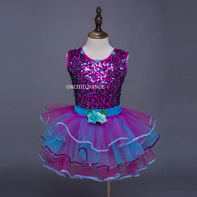 Ropa de actuación navideña para niñas, traje de baile de Jazz y Ballet con lentejuelas