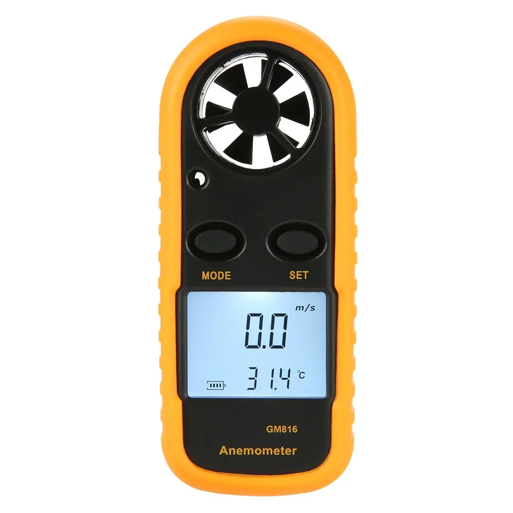 Mini Anemómetro digital portátil de medición de temperatura e instrumento de detección de velocidad del viento, portátil, de mano, a la venta, a la vez