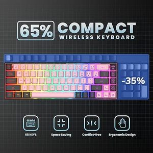 65% Gaming <strong>Keyboard</strong> Wired Backlit Mini RGB <strong>Keyboard</strong> Compact Anti-Ghosting 68-Key Gaming Wired <strong>Keyboard</strong> - Product Image 6