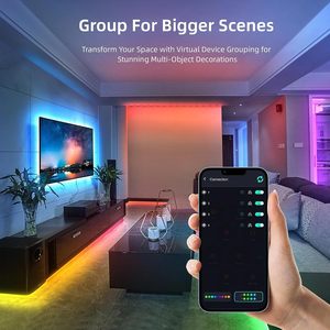 Sincronización de música controlada por aplicación a pilas Fiesta de Navidad multicolor RGB Luces de cadena de hadas inteligentes con control remoto