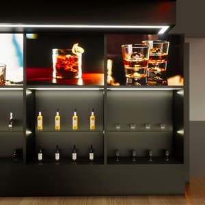 Thiết kế mới triển lãm thương mại hiển thị đồ nội thất dẫn đăng ký quảng cáo hộp Đèn Banner rượu vang cốc hiển thị kệ trưng bày - Product Image 3