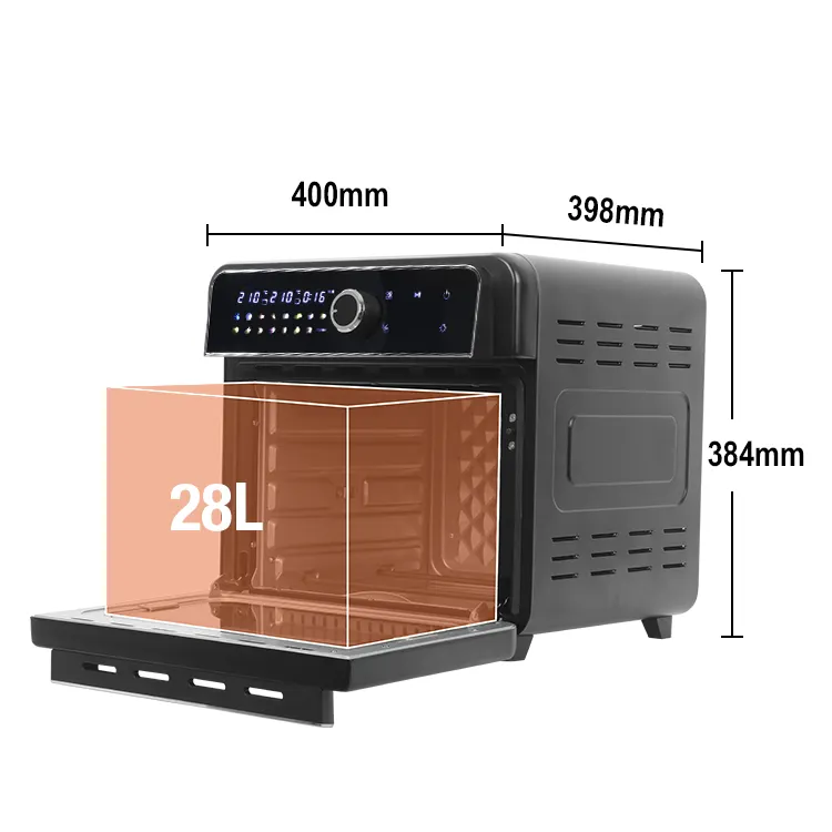 Horno freidora de aire inteligente digital extragrande de 28 L, calefacción por infrarrojos, convección verdadera, hornos de freír de aire 16 en 1