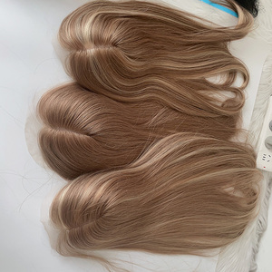 New Style 2024 European Raw <strong>Human</strong> Hair Straight Smooth Natural <strong>Back</strong> 20 in 150% Density Fishnet with Silk Base Topper for Women - Product Image 4