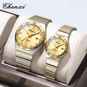 Nuova coppia di CHENXI orologio moda orologio da polso <span class=keywords><strong>in</strong></span> acciaio inox oro rosa amanti orologio al quarzo con marchio di lusso diamante deloj hombre