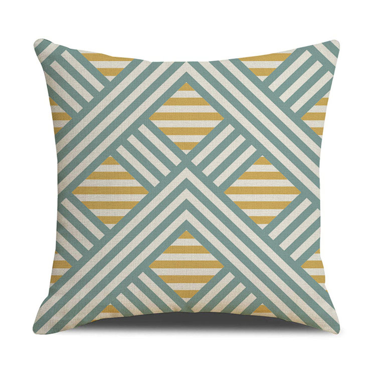 Nordic Geometric Plaid Linen Pillowcase Cushion Cover Printed Car Sofa Bed Pillow Cushion Pillow Cover