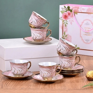 阿拉伯陶瓷杯欧式茶几套装现代杯盘礼品套装6个咖啡杯陶瓷咖啡杯茶碟套装 - Product Image 5