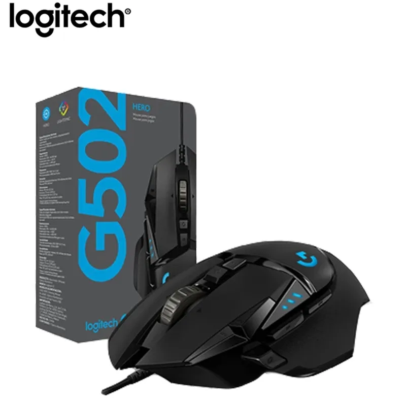 Hot Logitech G502 HERO RGB Mouse da gioco professionale 25600DPI Mouse di programmazione sincronizzatore di luce regolabile per Mouse Gamer