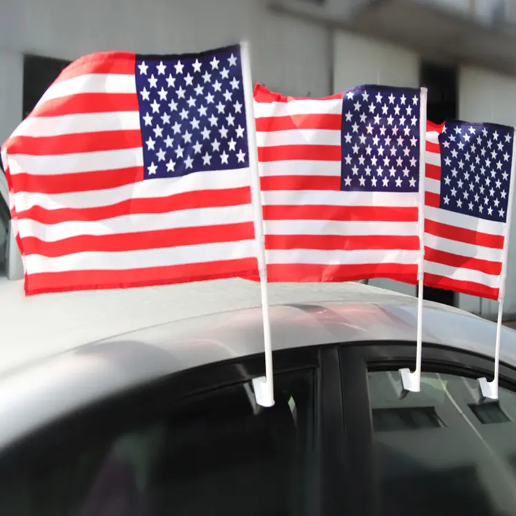 Entrega rápida doble puntada personalizada 30*45cm poliéster impresión Digital banderas de países americanos para banderas de coches de ventana de coche