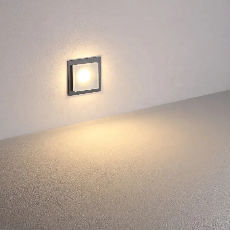 Minilanterna quadrada impermeável ip65, exterior, para parede, reembutida, 3w, luzes de passo, para escada lateral, para parede