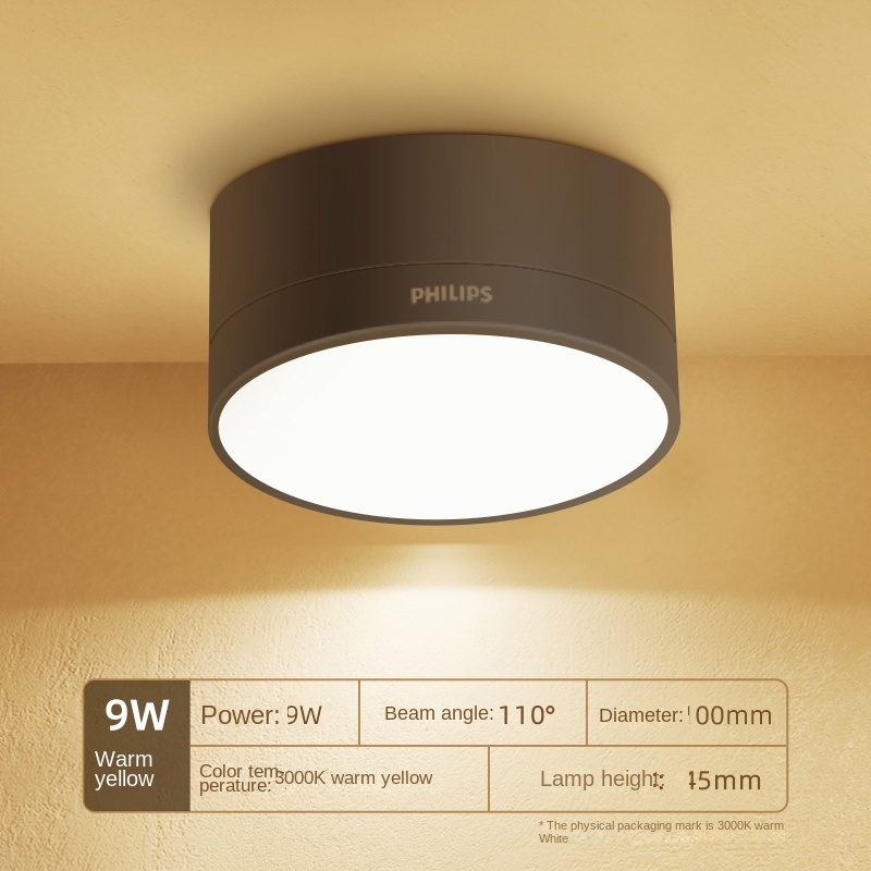 9W negro Luz amarilla cálida