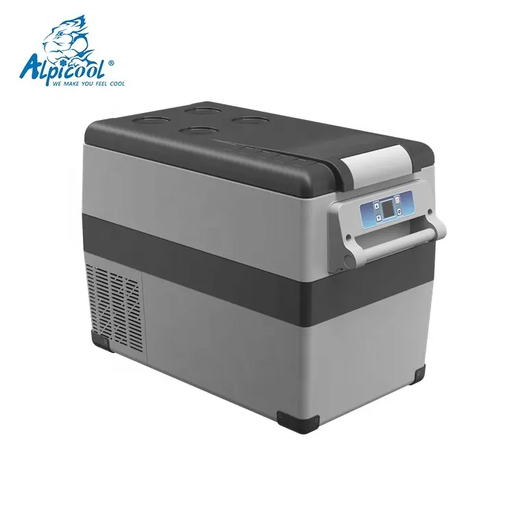 Alpicool 12v DC Compressor Congelador 45L Freezer Geladeira Mini Refrigeradores Portátil Viagem Refrigerador Elétrico Para Carro