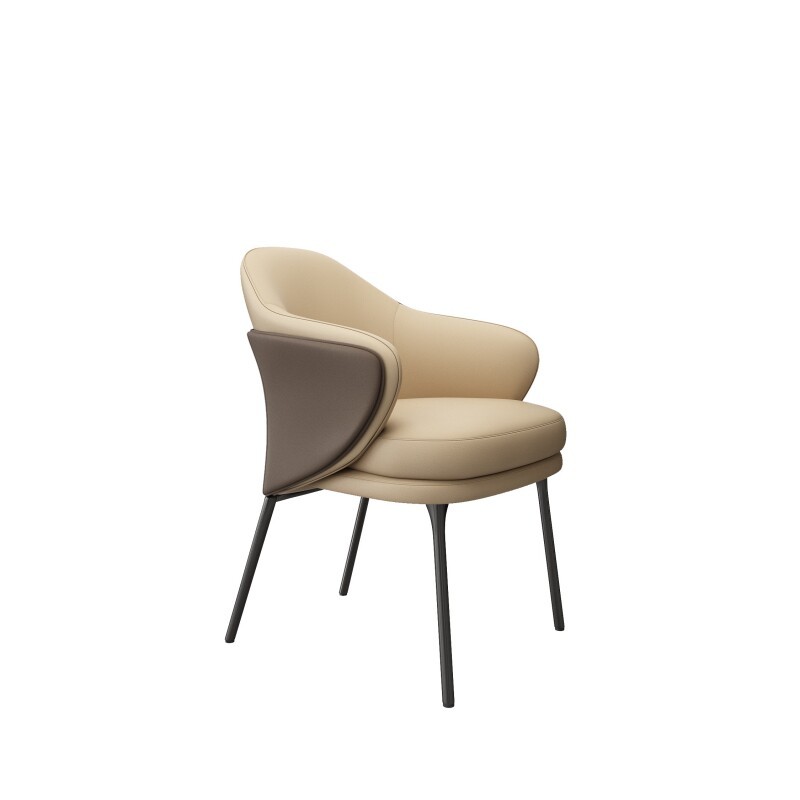 Beige leather-gray-green leather-stainless steel leg