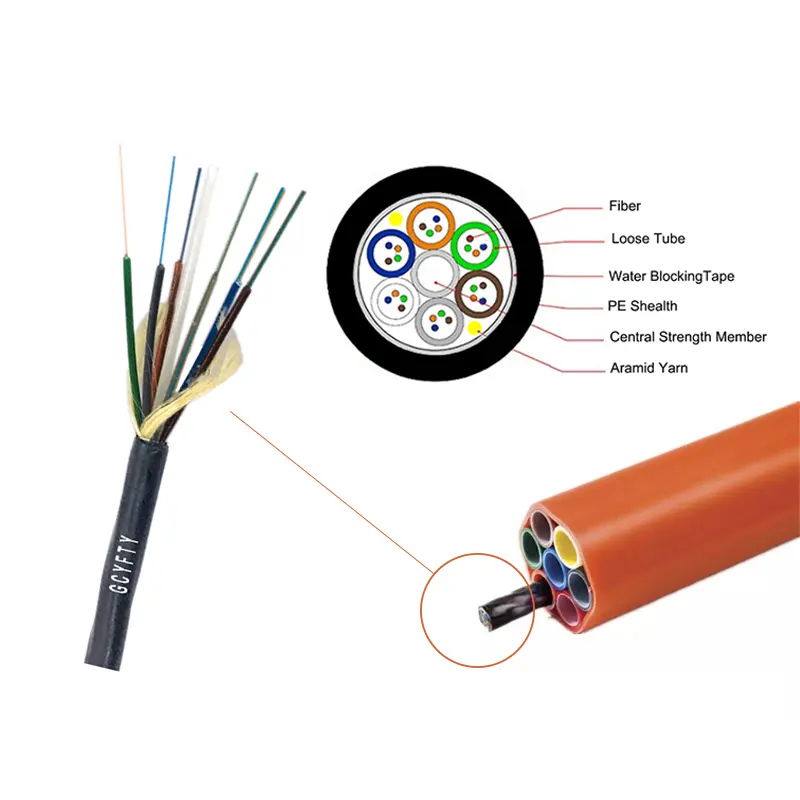 Fabricantes de cables de fibra óptica de China, soplado de aire, micro cable de fibra óptica de 24 núcleos GCYFTY