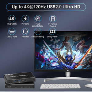 8k60Hz USB C <strong>KVM</strong> <strong>Switch</strong> 2x1 <strong>Kvm</strong> <strong>Switch</strong> Usb c 2 Computer <strong>1</strong> Monitor with PD 100W 2 X1 hdmi <strong>Kvm</strong> <strong>Switch</strong>