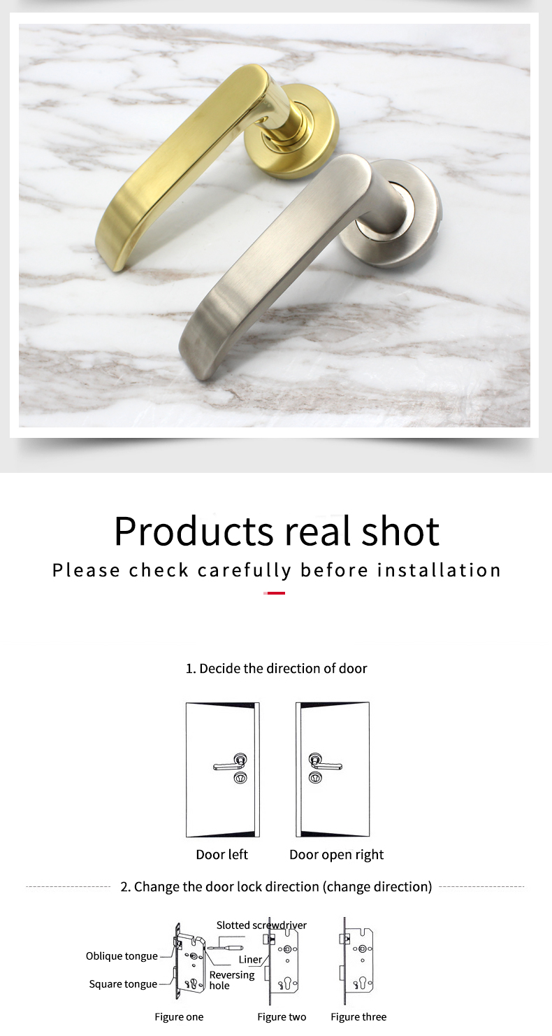 Stainless steel 304 Internal door handle set lever on rose Satin finish