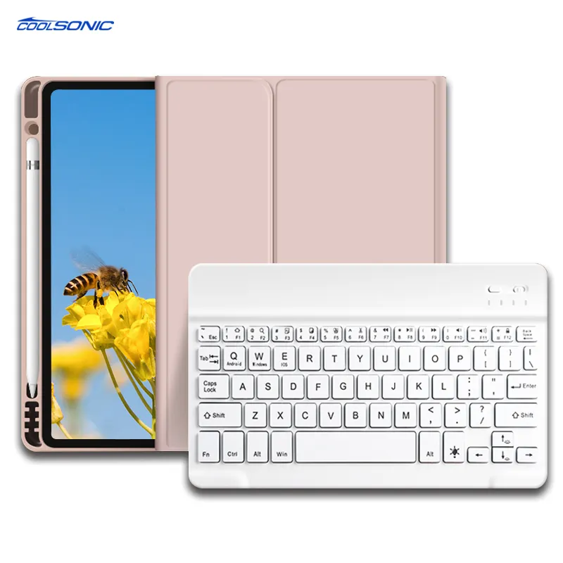 Penutup Casing Keyboard BT Nirkabel Tahan Guncangan, Mode Ramping Ringan Kualitas Lebih Tinggi untuk iPad Air 3 10.5 Pengisian Pensil Apple