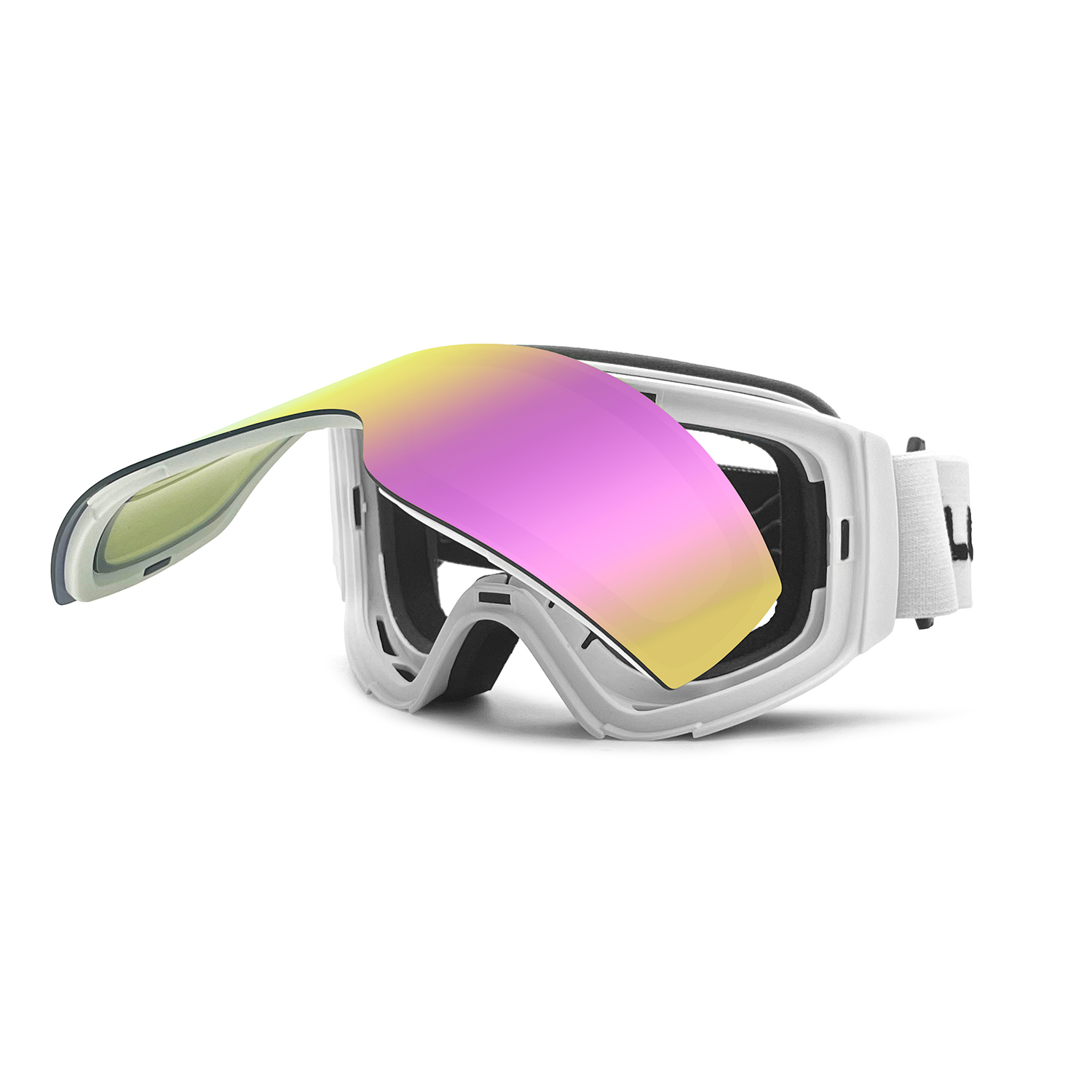 Monture blanche, verres roses