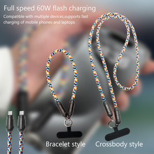 Multifunctional Type <strong>C</strong> Charging Cable Nylon Universal Crossbody Lanyard Wrist Strap Pd 27W USB Compatible for Computer IOS - Product Image 6