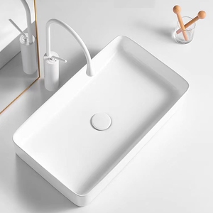 白色陶瓷矩形浴室水槽现代设计酒店洗手盆瓷盆 - Product Image 5