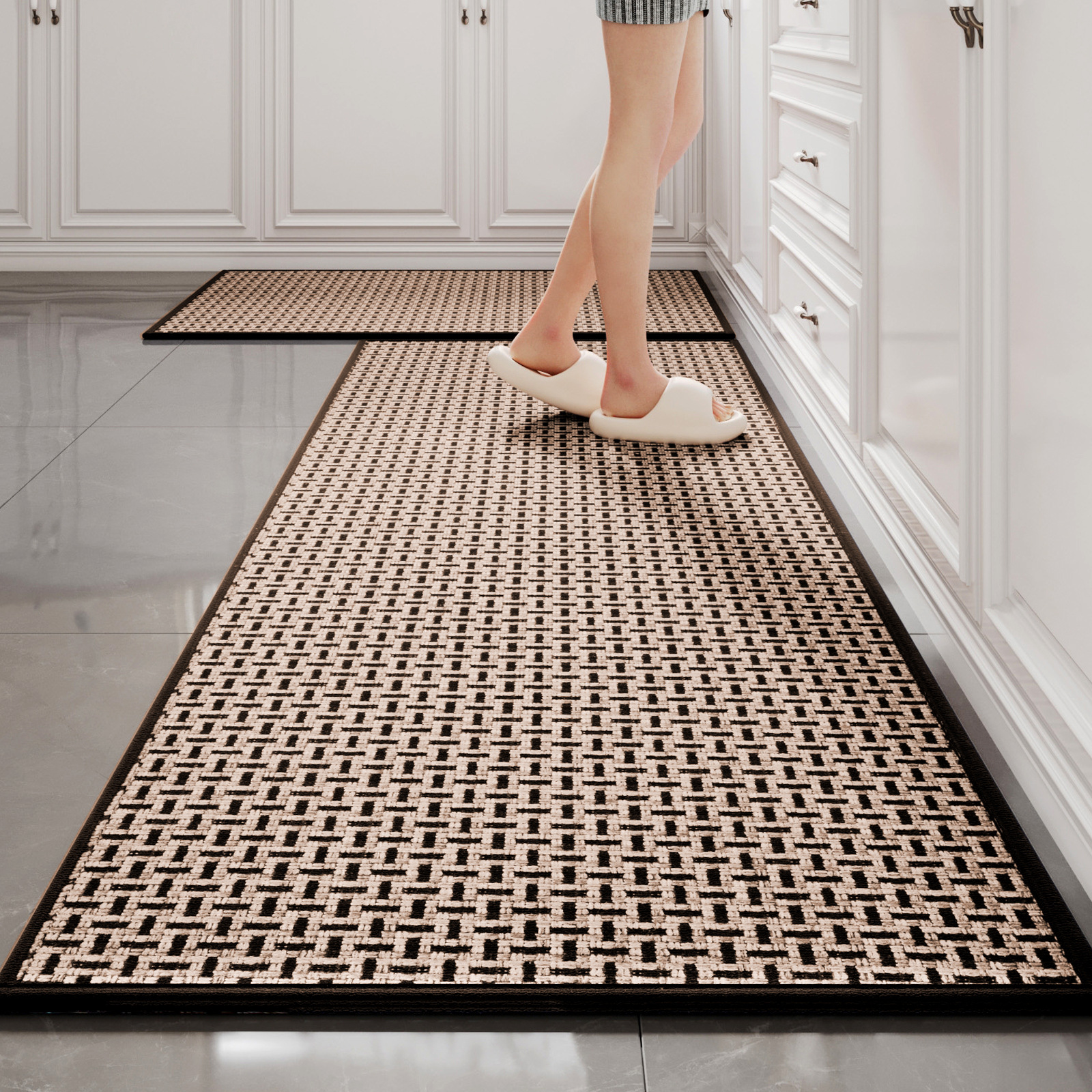 Fil tressé ajouré à dos caoutchouc - emboîtement noir