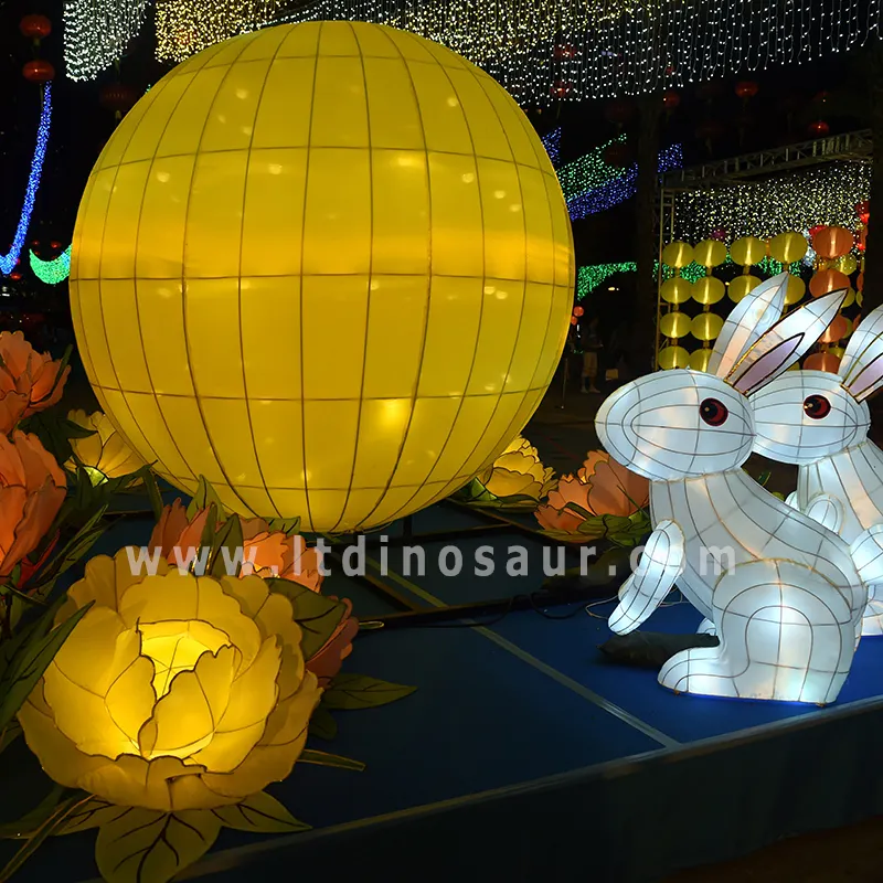 Hochwertige wasserdichte chinesische Laterne Festival Stoff Seide chinesische Kaninchen Laternen für Moon Festival