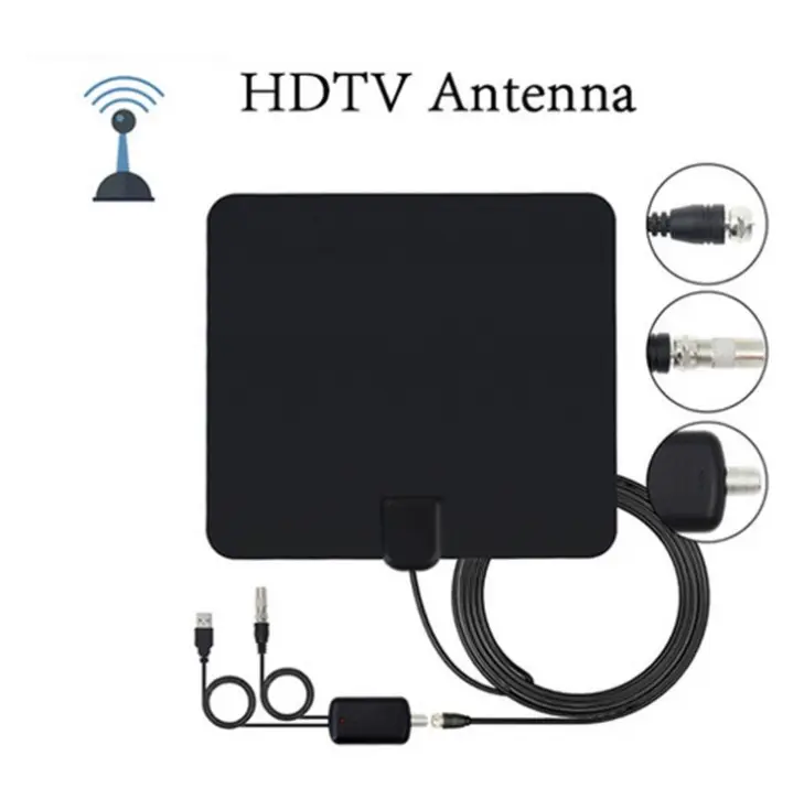 2021 Wholesale Black Stocked UHF VHF Freeview HDTV High Definition Digital signal amplifier Indoor TV Antenna