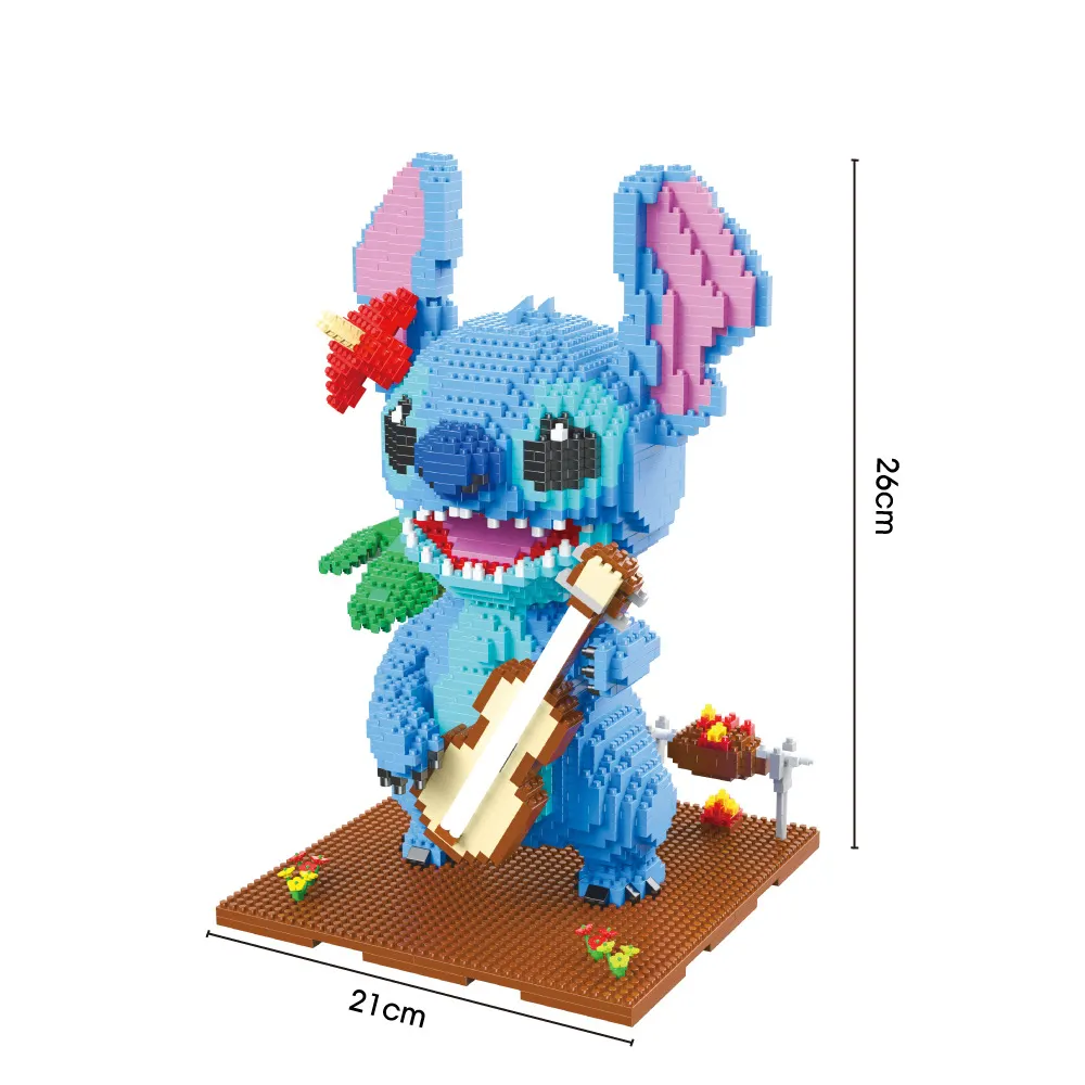 Alta Qualidade Cartoon Natal Coleção Montado Diamante Tijolos Figuras Guitar Stitch Mini Building Blocks Brinquedos