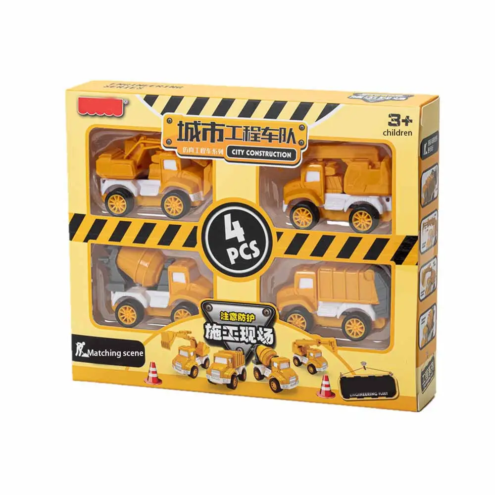 Customized printing kids toy packaging box PVC window educational toy fire engine engineering vehicle diecast toys packaging box