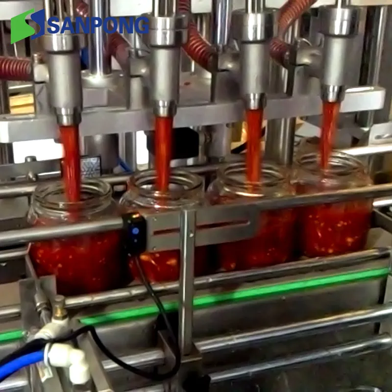 Fábrica de pistón puede botella de salsa de chile relleno automática tomate pasta de ajo máquina de llenado CON MEZCLADOR