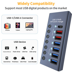 适用于笔记本电脑附件扩展器的通用串行总线3.0 Hub7端口多通用串行总线分离器开关类型OTG适配器 - Product Image 5