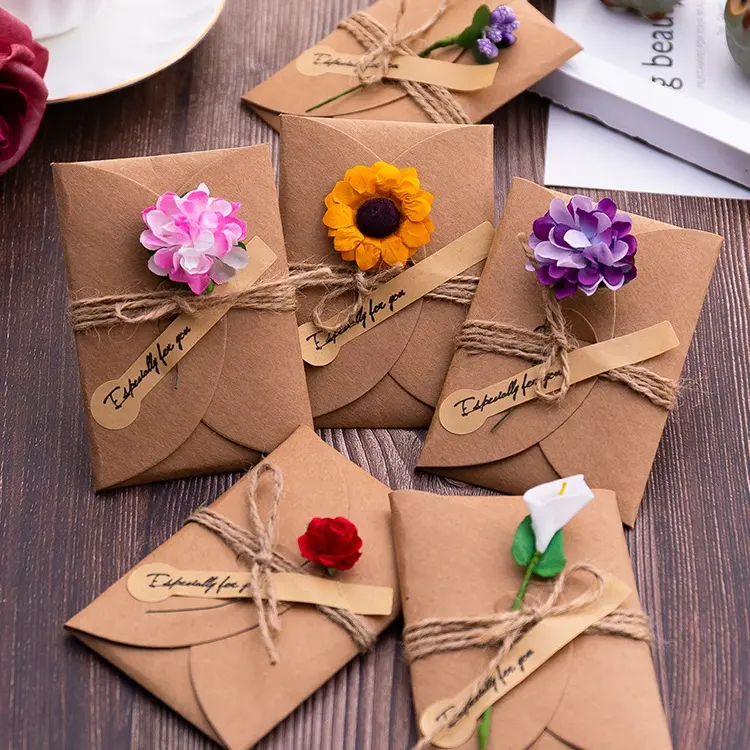 Personalizado vintage diy papel de embalar flor seca, aniversário, bênção, dia dos namorados, cartão de saudação