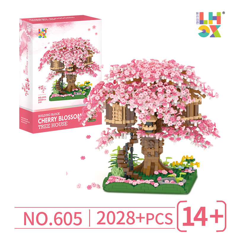 605-casa del árbol de cerezo en flor