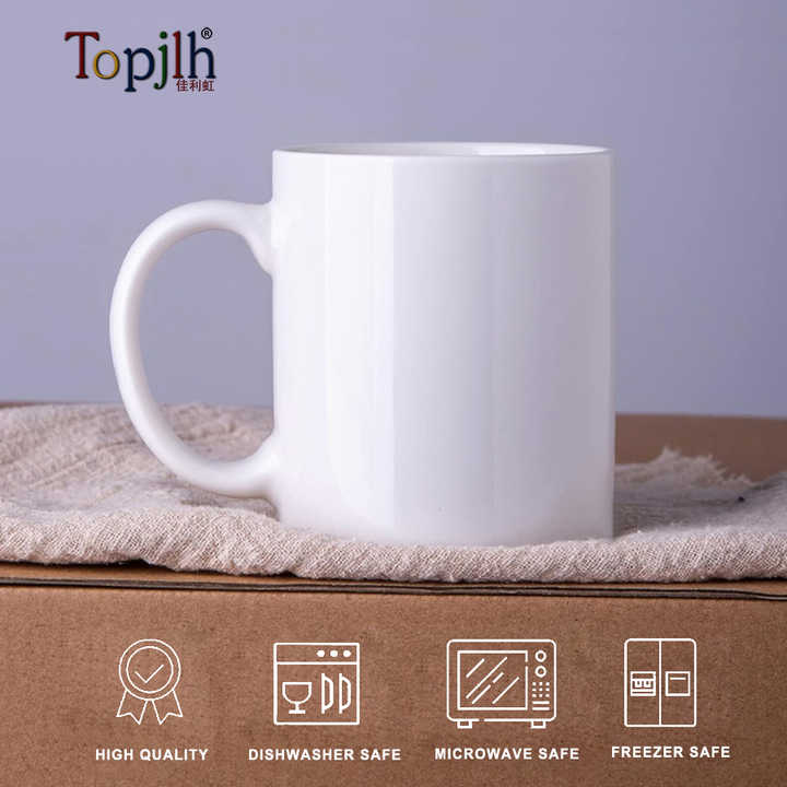 Topjlh Sublimation 11oz weiße Keramik becher Kaffeetasse weiße Kaffeetasse Sublimation Blank kunden spezifisches Logo Großhandel auf Lager