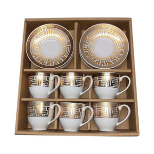 定制陶瓷咖啡具，六个杯子和六个盘子，陶瓷咖啡杯上印有公司标志 - Product Image 3