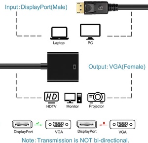 Adaptador de Displayport a VGA macho a hembra, convertidor de Cable de 1080p DP a VGA macho a VGA hembra