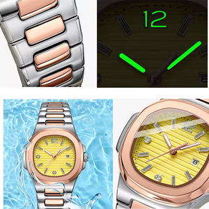 Reloj paslanmaz çelik tarih hafta Analog Quartz saat erkekler için su geçirmez spor aydınlık saatler adam lüks bilezik Mens saatler