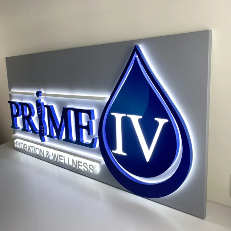 Panneau lumineux en acrylique Led, enseignes avant de magasin à haute brillance, lettres de Logo extérieur 3D