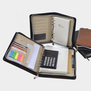 2024 di diario in pelle PU con cerniera porta carte Notebook raccoglitore A5 con blocco Memo e calcolatrice - Product Image 1