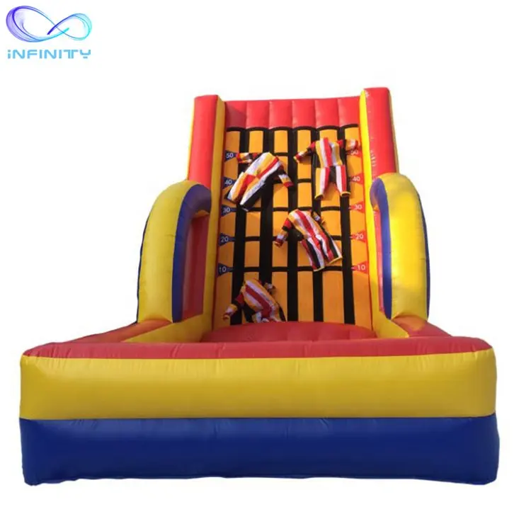 Paneles de pared con palo para niños, pared inflable con mosca pegajosa, juegos de carnaval, pared de escalada inflable para saltar