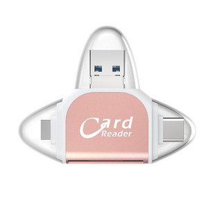 金属4In1 SD TF存储卡OTG适配器R015适用于苹果安卓Linux USB A/8针/微型/C型至SD TF读卡器转换器 - Product Image 5