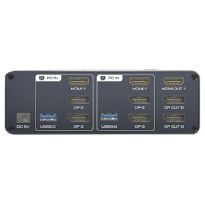 2x3HDMI KVM开关8K60Hz 2进3出三重监视器KVM HDMI扩展监视器USB KVM开关电脑配件