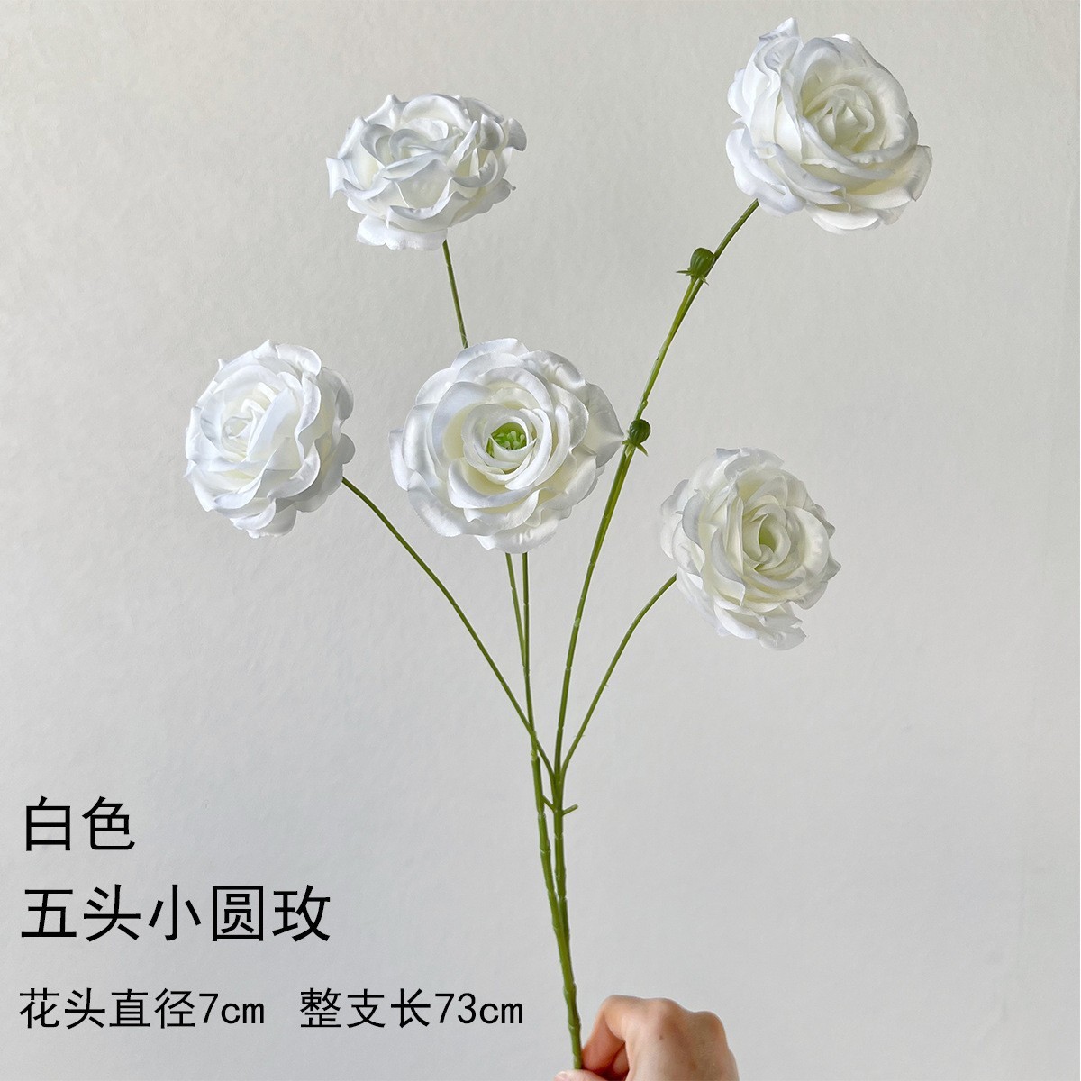 Petite rose blanche ronde à cinq têtes