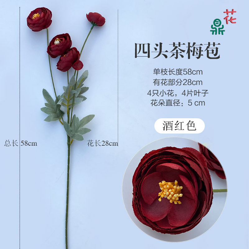 Boutons de roses thé à quatre têtes, rouge vin