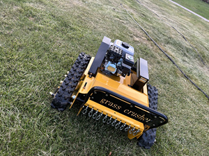 Mini Zelfrijdende 1800W Draadloze Rupsband Afstandsbediening <span class=keywords><strong>Robot</strong></span> Industriële Benzinemotor Maaier - Product Image 6