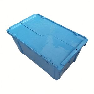 Contenedores de tapa adjunta de almacenamiento de plástico Caja móvil logística de anidamiento resistente - Product Image 6