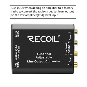 Edge LOC4-Cable de altavoz de cuatro canales a RCA, convertidor de salida de línea ajustable con encendido remoto